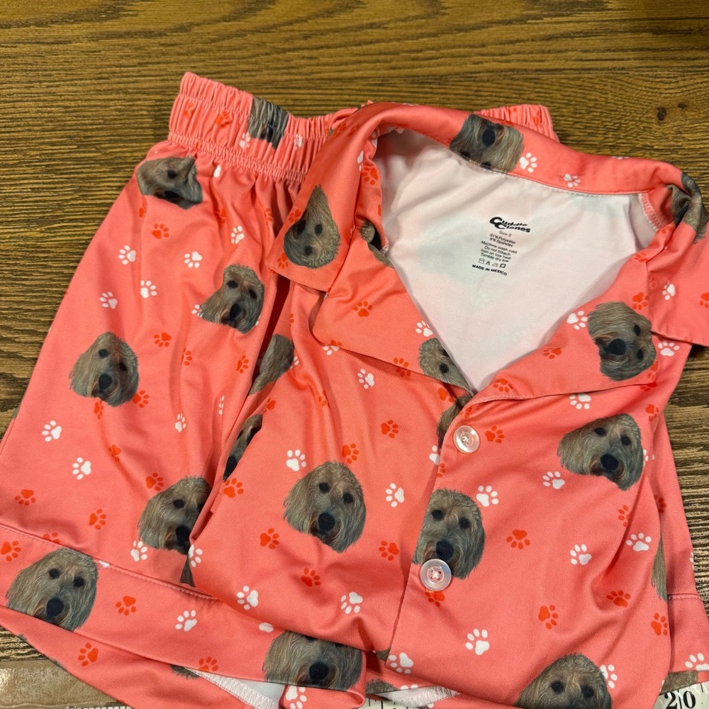 Coral Labradoodle Dog Print Pajama Set